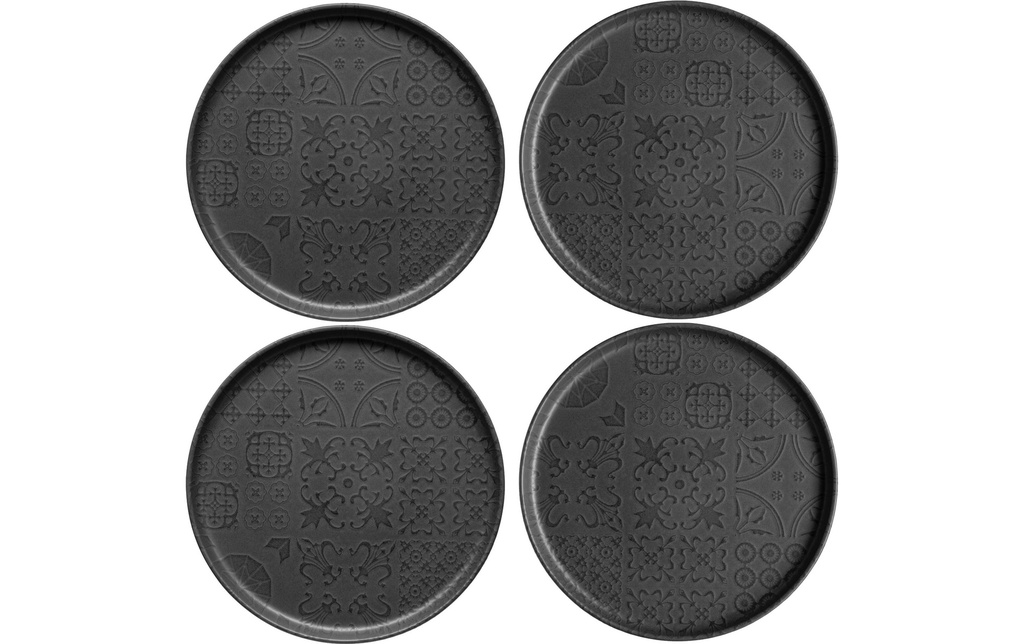 Mäser Assiette non décorative Tiles UNO plat, 28 cm, 4 pièces, noir