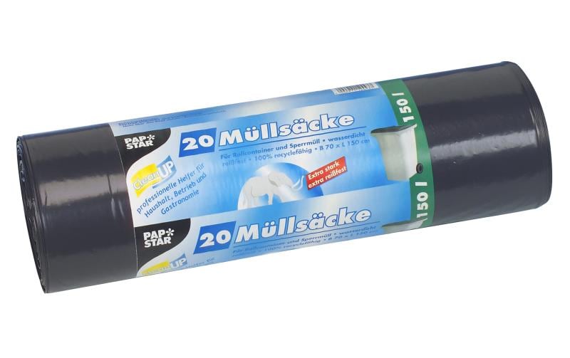Weita Sac à ordures ménagères Papstar, 4 rouleaux 150 l, 80 Pièce/s