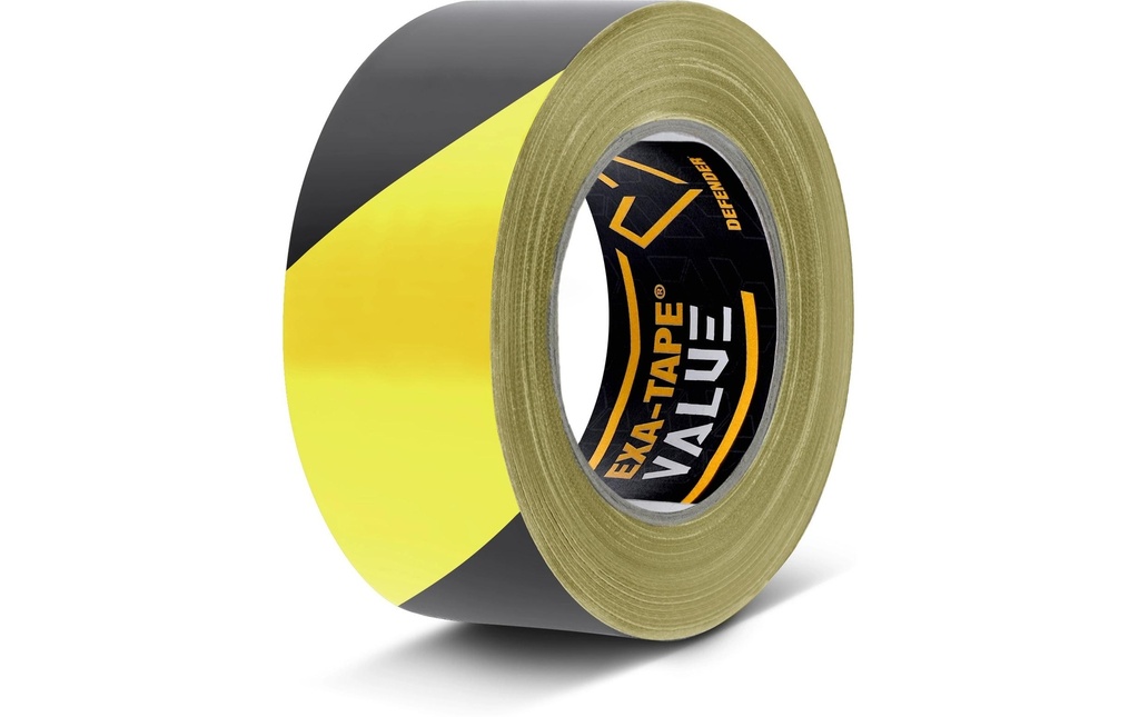 Defender Ruban de signalisation Exa-Tape Value 50 mm x 33 m, Noir/Jaune