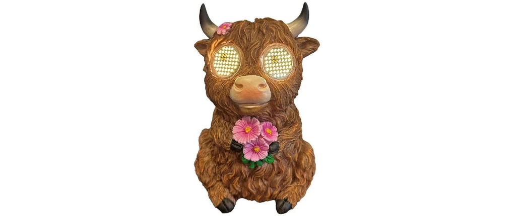 Dameco LED Solaire Bœuf Highland avec des yeux LED mobiles