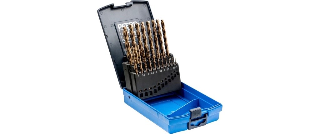 Pferd Jeu de forets hélicoïdaux HSSE 19 pcs. INOX N DIN 338