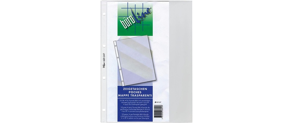 Büroline Pochette de présentation A4 grainé Transparent, 10 pièces