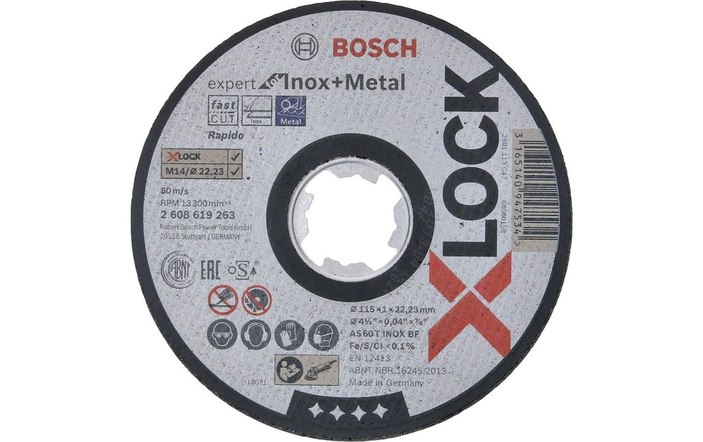 Bosch Professional Disque à tronçonner droit X-LOCK Expert for Inox &amp; Metal 115 mm