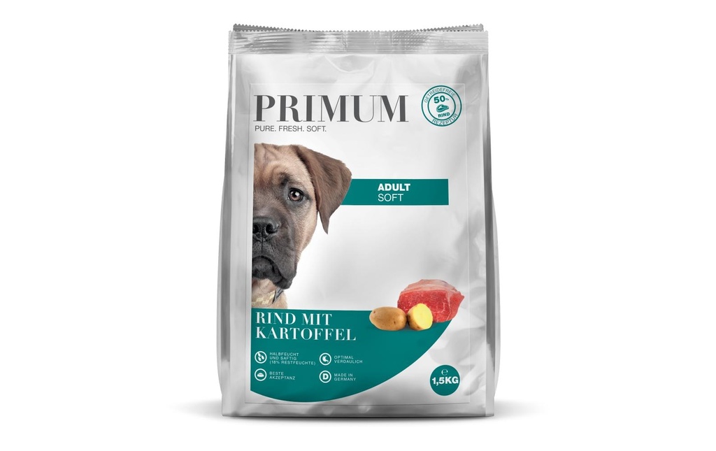 PRIMUM Aliments mi-humides pour animaux Adult bœuf avec pomme de terre 1.5 kg
