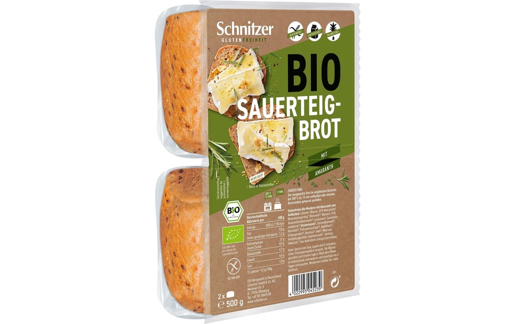 Schnitzer Pain cuit bio sans gluten Rustico 2 x 250g