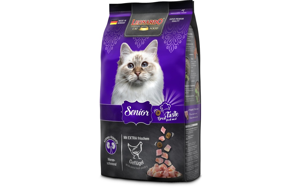 Leonardo Cat Food Alimentation sèche Volaille senior, 1.8 kg
