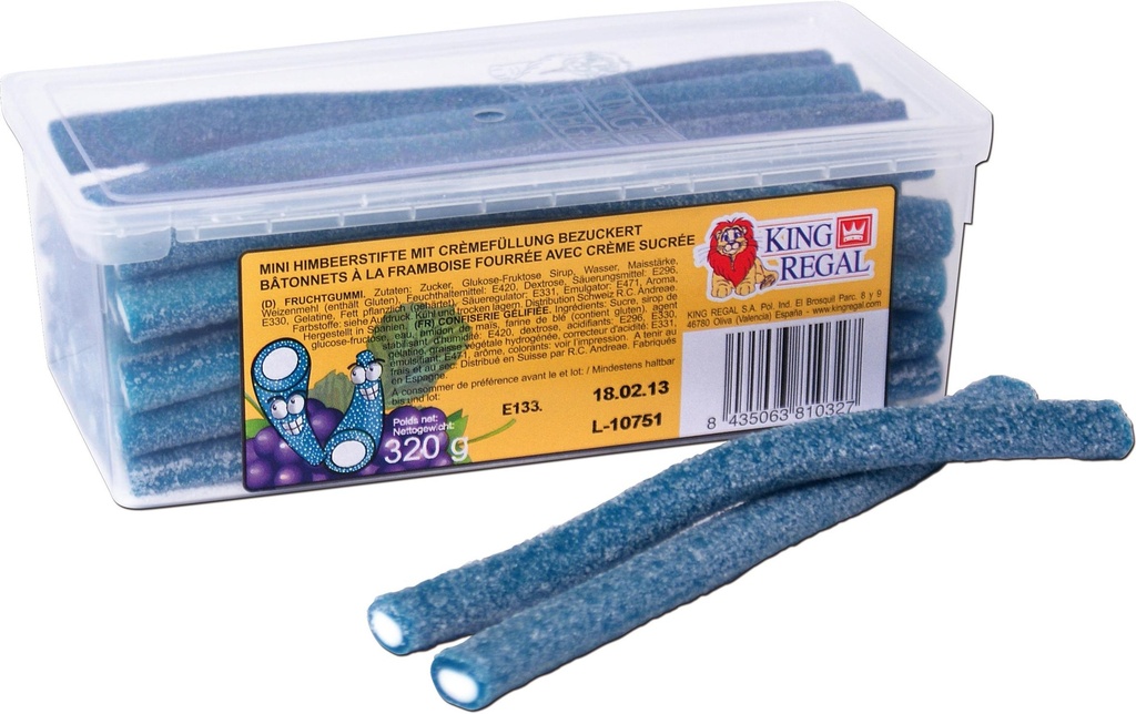 King Regal Bonbons gommeux Mini bâtonnets de framboises sucrés 320 g