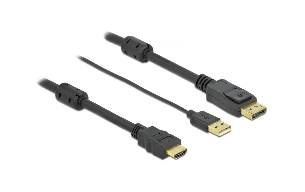 Delock Câble HDMI – Displayport, USB 2.0/HDMI - DisplayPort, 10 m