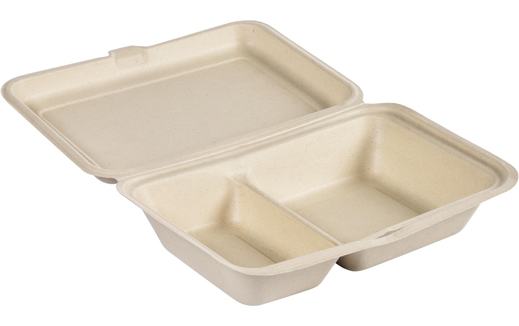 Duni Boîte repas Boutonné 470/300 ml brun 2 compartiments, 50 pièces