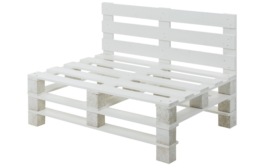 COCON Canapé en palettes Blanc, 120 x 50/86 x 80