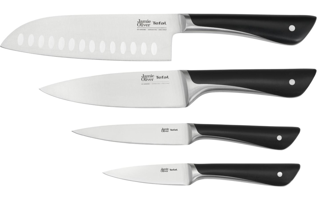 Tefal Jeux de couteaux Jamie Oliver 4 pièces, Noir