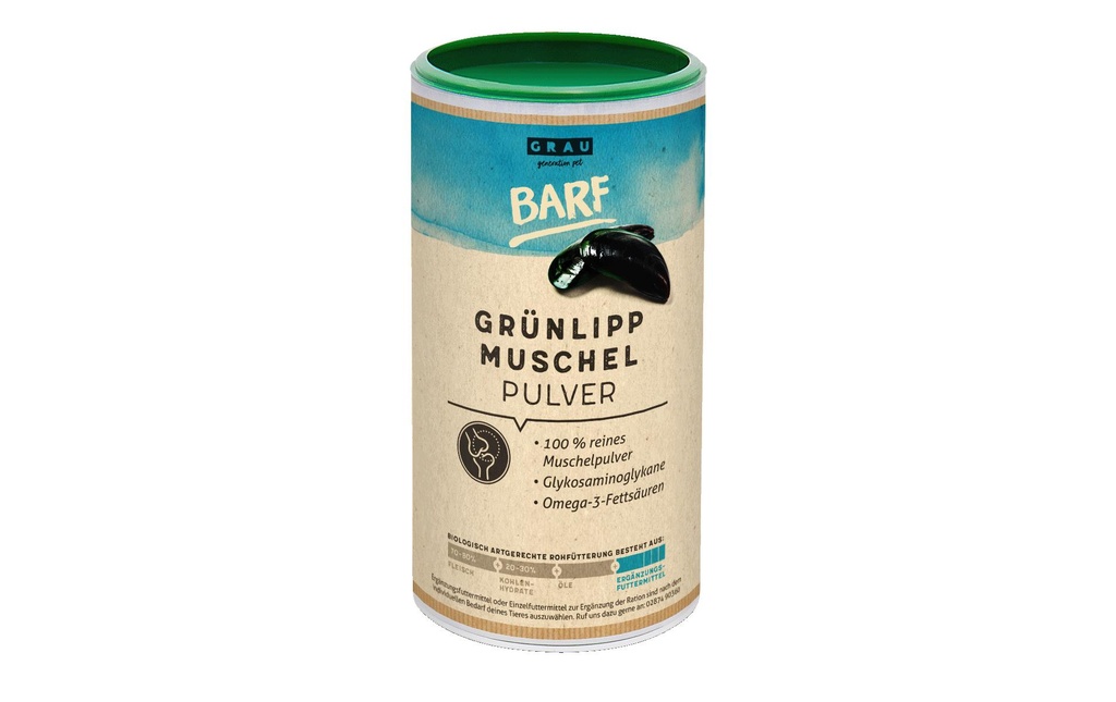 Grau Supplément alimentaire pour chiens Poudre de moules aux orles verts BARF, 500 g