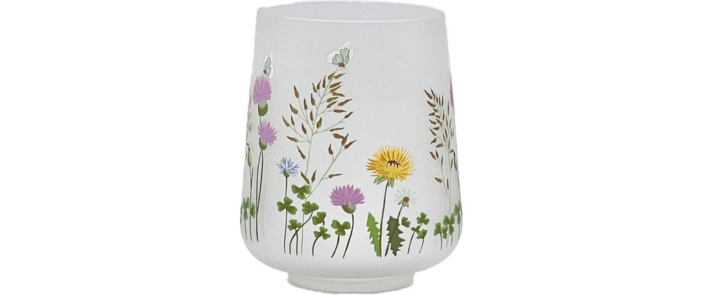 CHALET Photophore Fleurs sauvages L 16 cm, Blanc