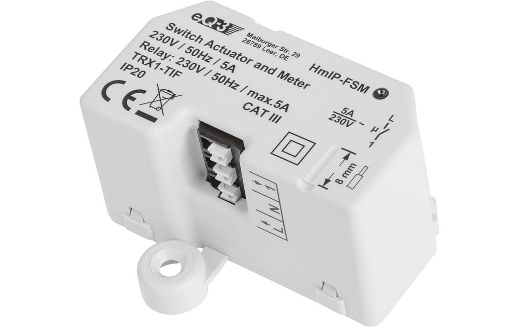 Homematic IP Smart Home Acteur de commutation et de mesure radio 5 A Encastré