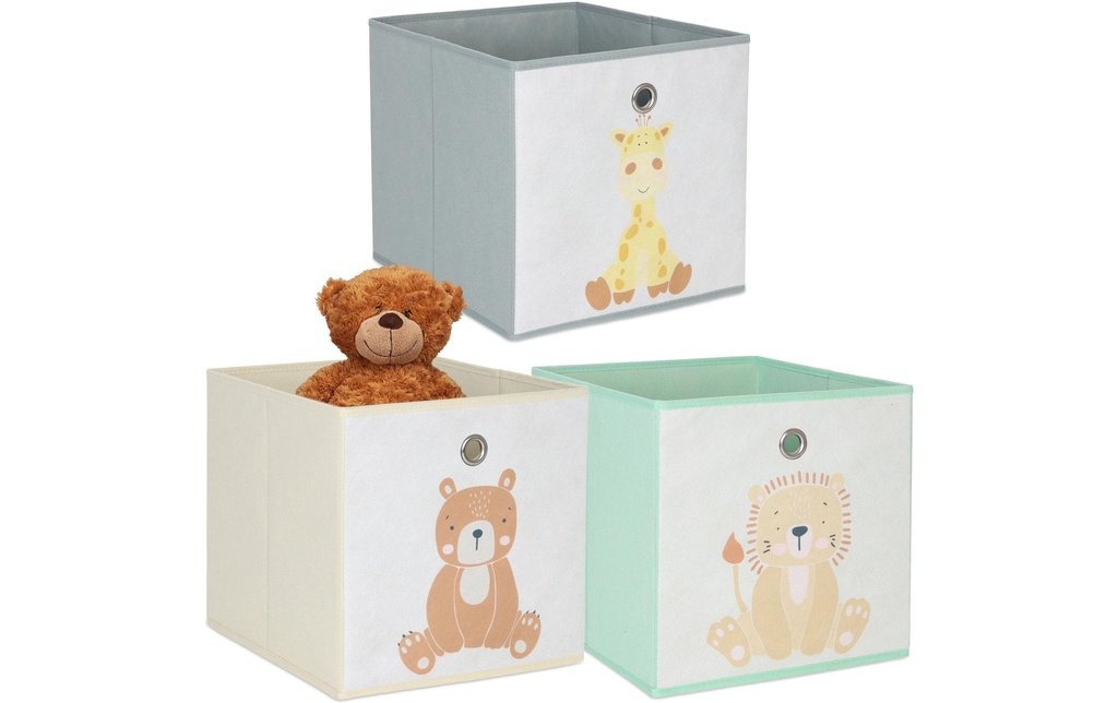 relaxdays Boîte à jouets Animaux 3 pièces