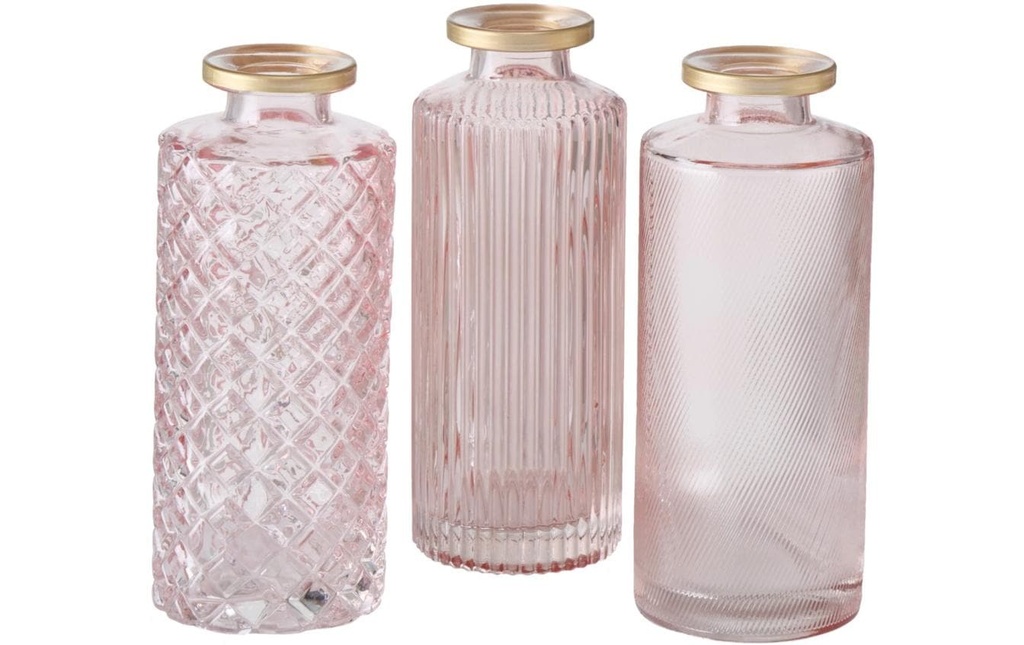 Boltze Vase Adore 1 pièce, 13 cm, Transparent/Doré/Rose pâle