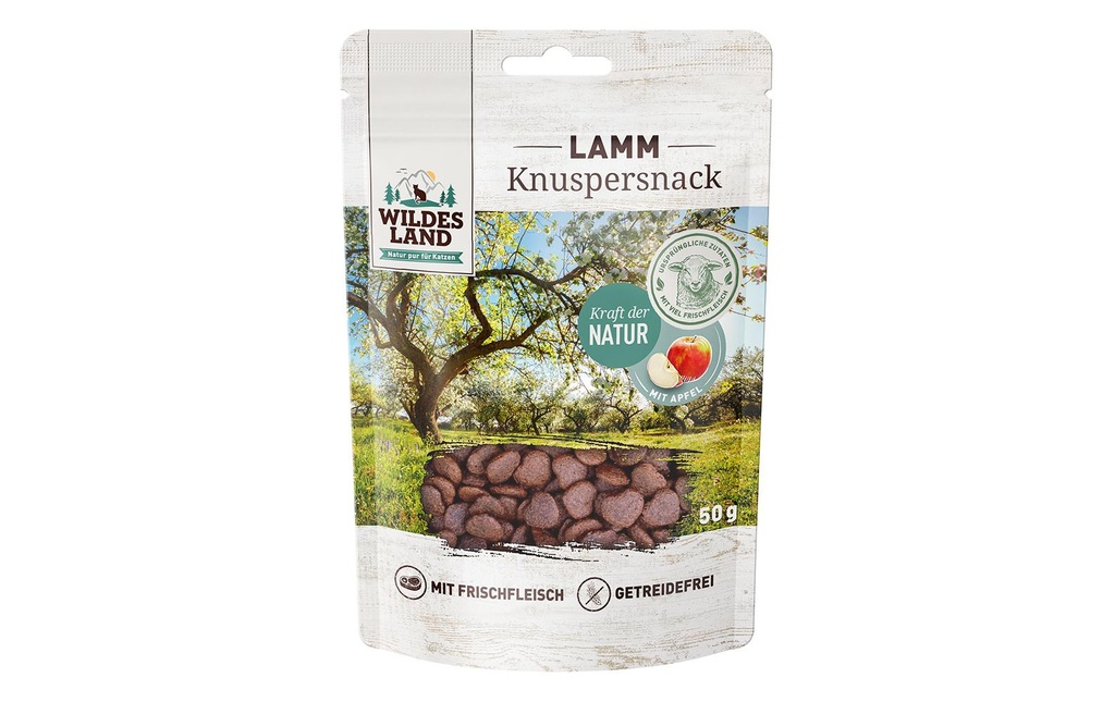 Wildes Land Collation pour chat Snack croustillant à l'agneau et à la pomme 50 g