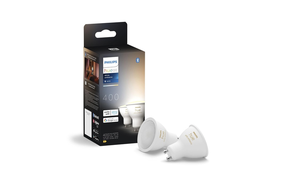Philips Hue Ambiance blanche GU10 pack double