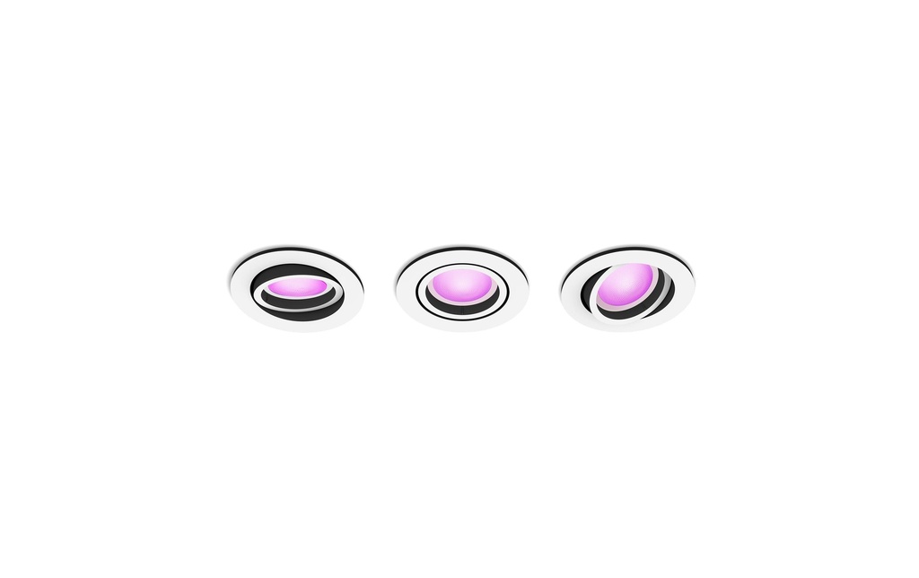 Philips Hue White & Color Amb. Centura Spot à encastrer, pack de 3 Rond Blanc