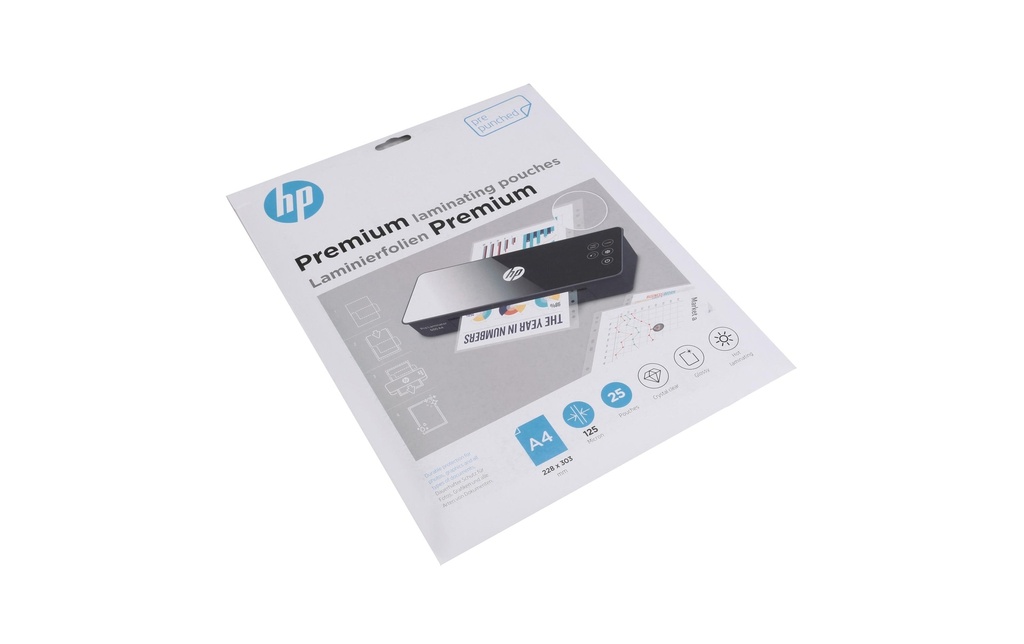 HP Film laminé Premium A4, 125 µm, 25 pièces, brillant