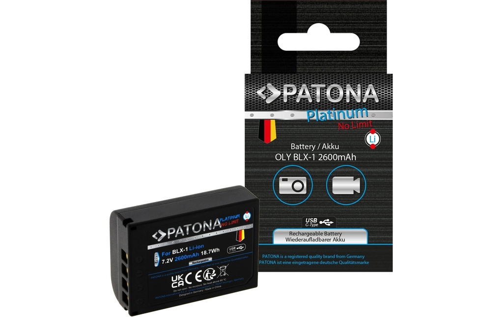 Patona Batterie Platinum pour Olympus OM-1, BLX-1