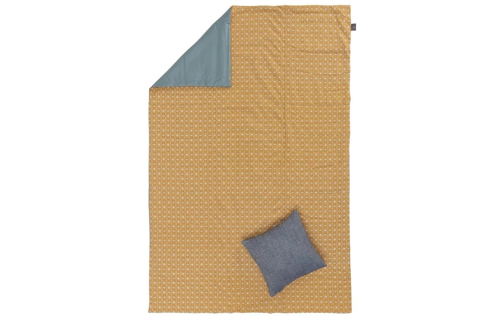 Urbanara Couverture de pique-nique Ankisa 130 x 190 cm - Jaune moutarde / blanc