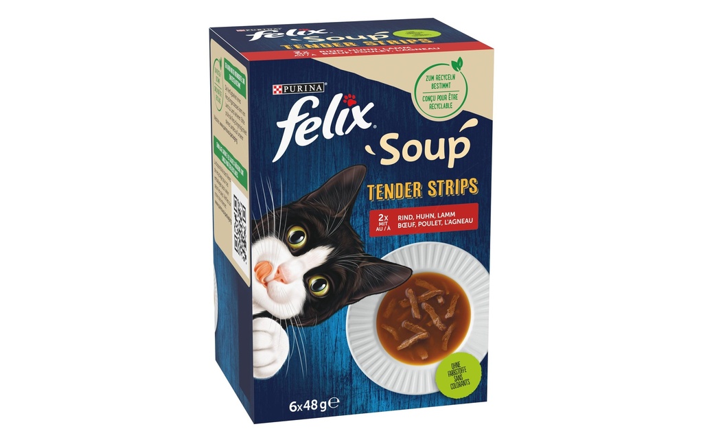 Felix Alimentation humide Soup Tender Strips Viande 6 x 48g