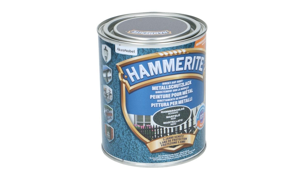Hammerite Vernis de protection pour métal HS Noir, 750 ml