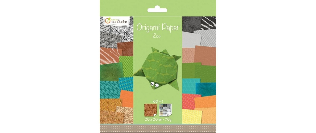 AVENUE MANDARINE Papier origami Zoo 20x20cm (60 pces)