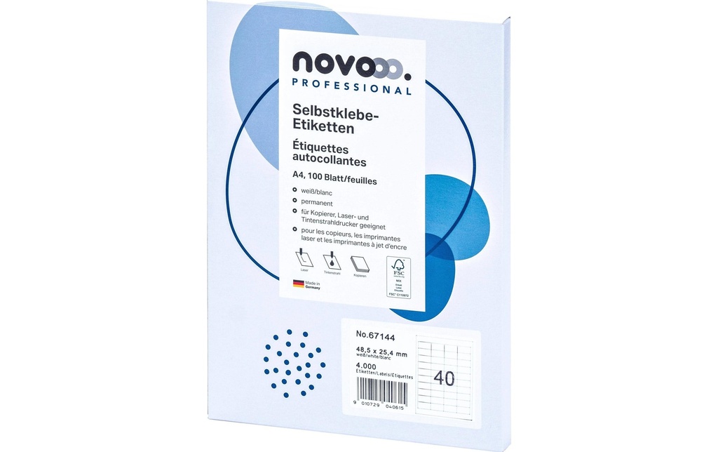 novooo. Étiquettes autocollantes 48.5 x 25.4 mm, 100 feuilles