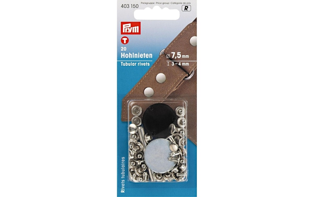 Prym Rivets tubulaires 3-4 mm, 20 pièces