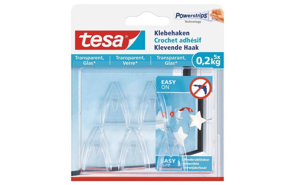 tesa Crochet adhésif 5 pièces