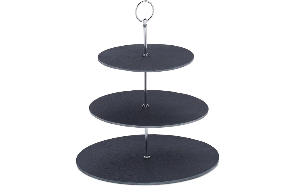 relaxdays Plat de présentation étagé 3 niveaux, Argenté/Anthracite