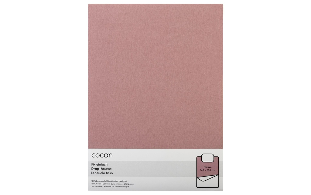 COCON Drap-housse Jersey 140-160 x 200 cm, Mauve