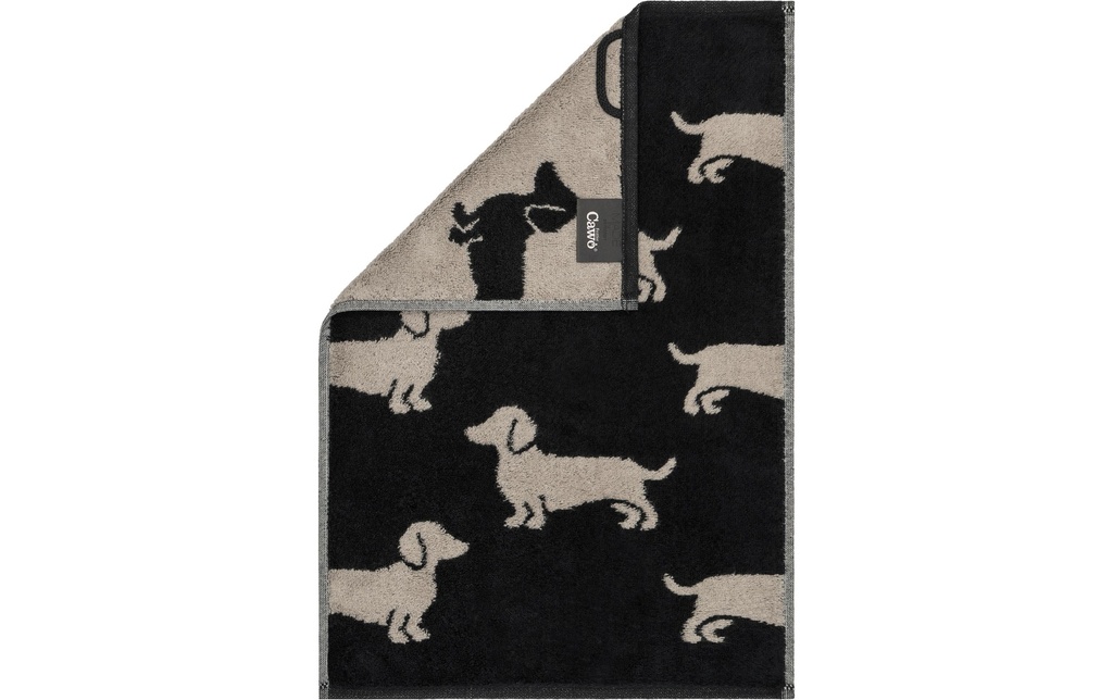 Cawö Serviette pour invité We Love Dogs Dogs, 30 x 50 cm, noir