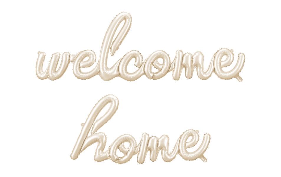 Partydeco Ballon en aluminium Welcome Home, Cappuccino, 258 x 55 cm, 1 pièce