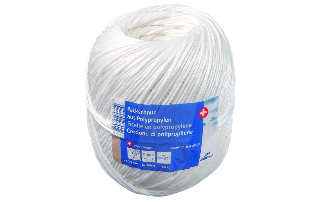 Meister Ficelle d’emballage Ø 2.5 mm, 300 m, Blanc
