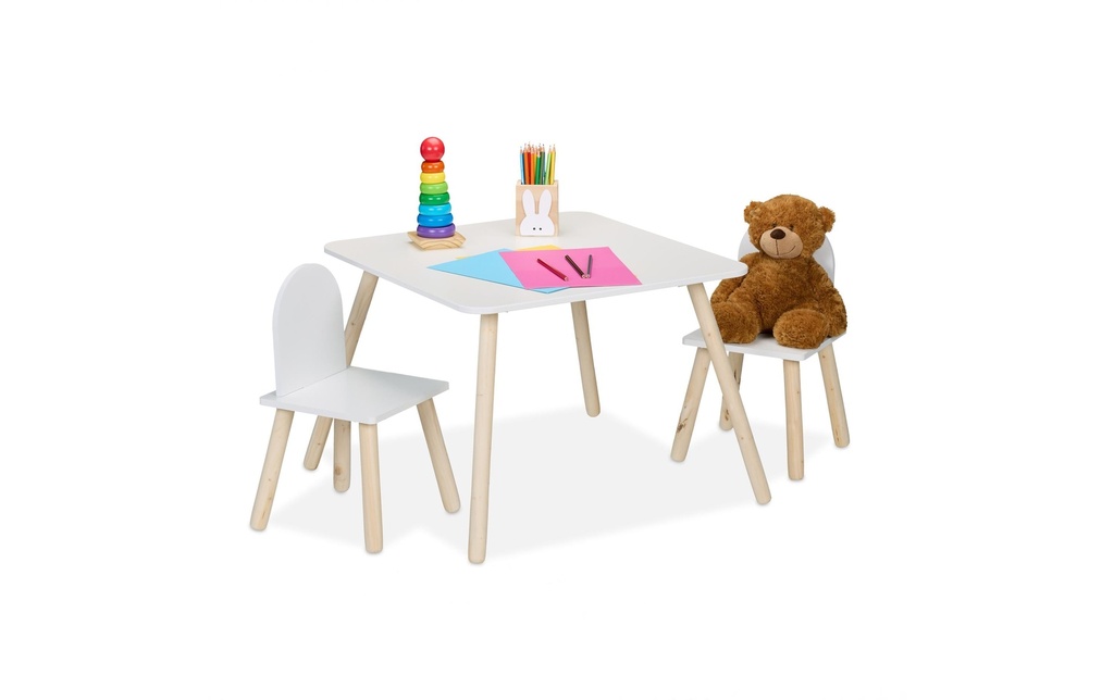 relaxdays Ens. fauteuils et canapé enfants 3 pièces Blanc; Brun clair