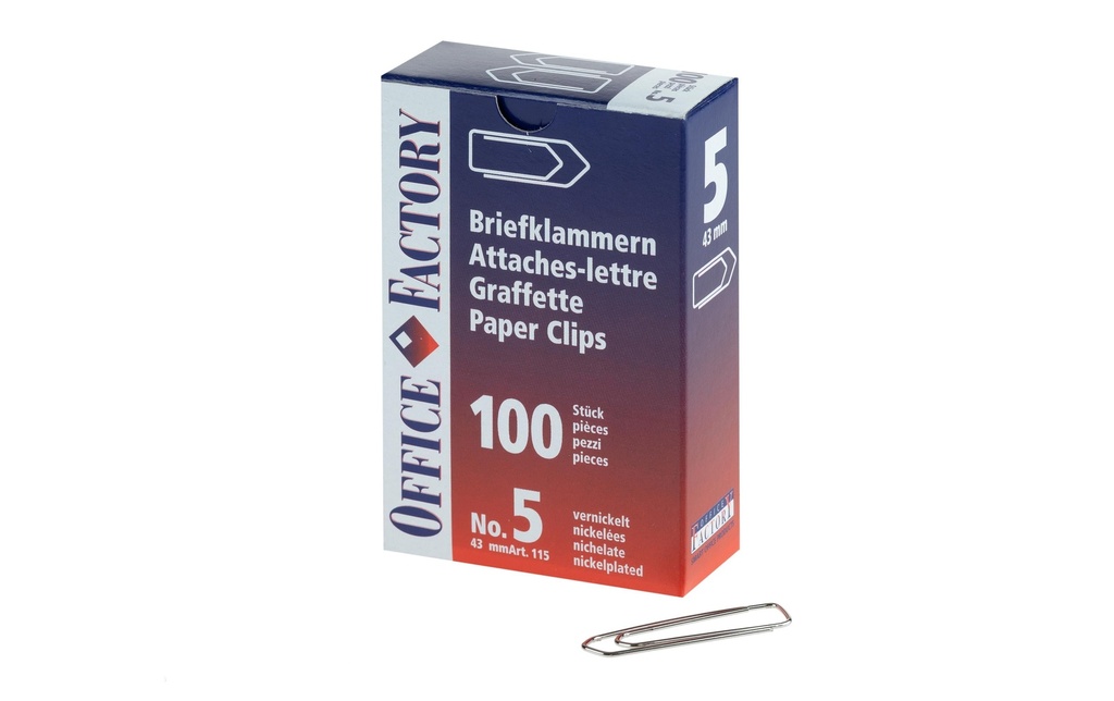 Smart Office Trombone Taille 5, longueur 43 mm, 100 pièces