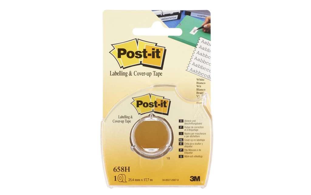 Post-it Ruban d’étiquettes Post-it dans un distributeur manuel 25,4 mm x 17,7m