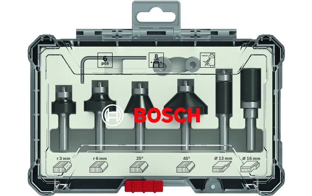 Bosch Professional Kits de fraise tige de 8 mm 6 pièces