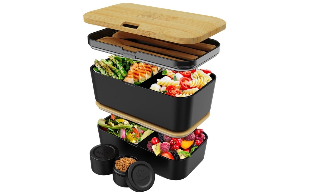 Umami Boîte casse-croûte Nestable L Bamboo Black Premium