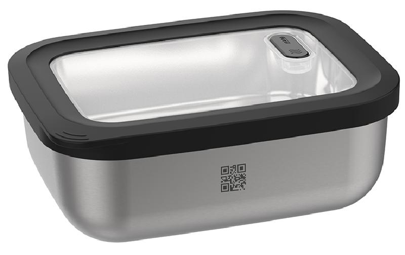 GEFU Boîte à provisions Provido Angulaire, 0.6 l, Noir/Argent mat