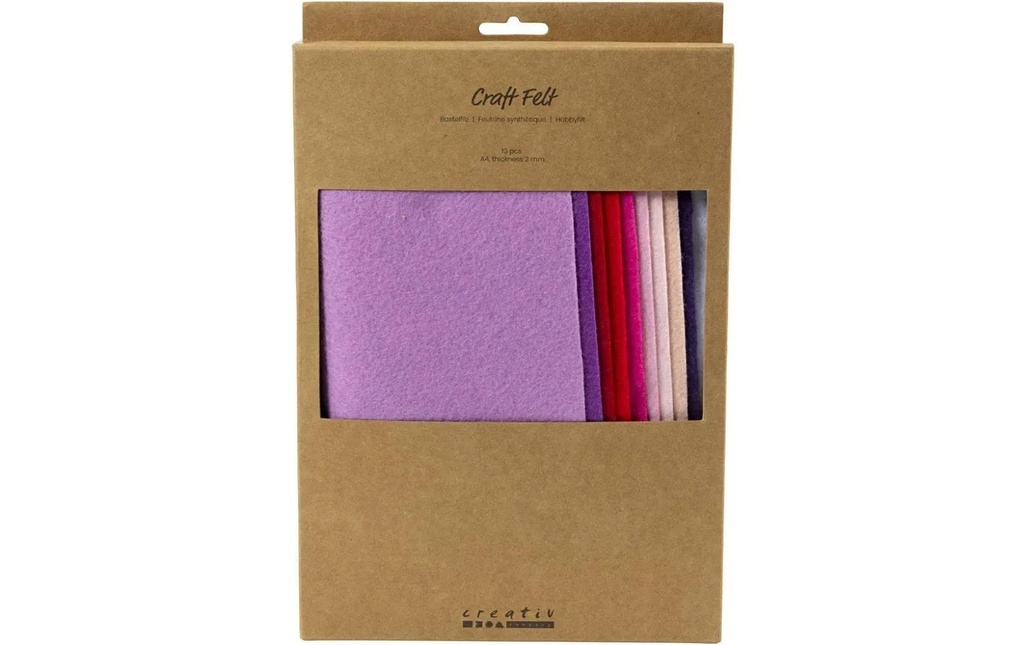 Creativ Company Feutre de bricolage 10 pièces, assorties, violet-rose
