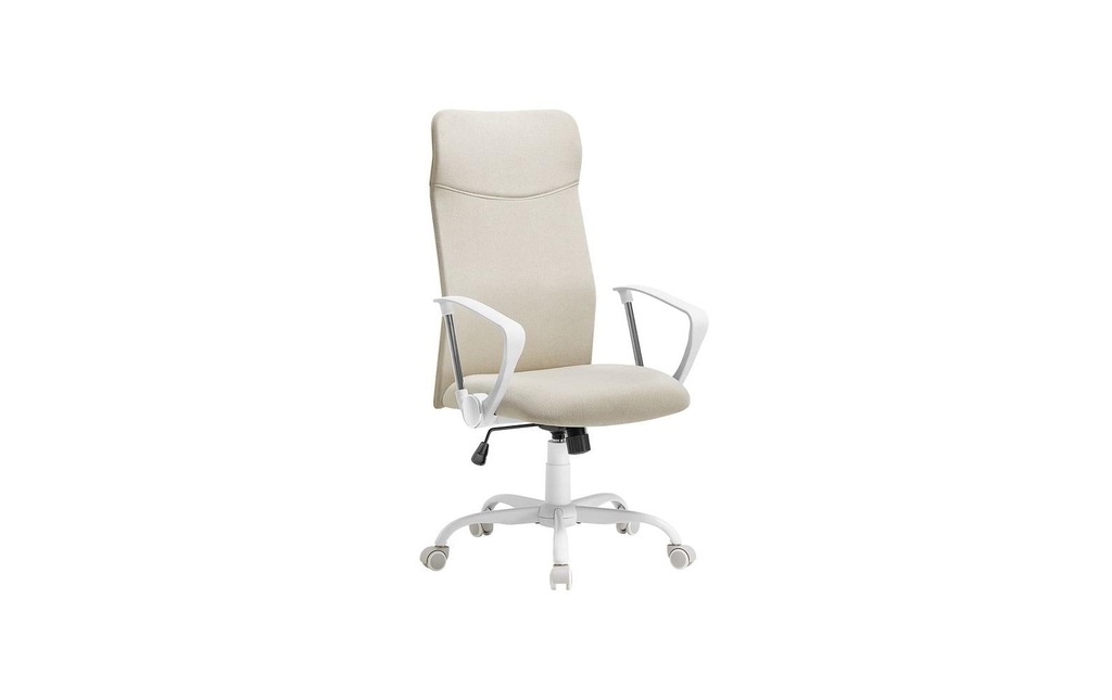 Songmics Chaise de bureau avec accoudoirs et repose-pieds Beige