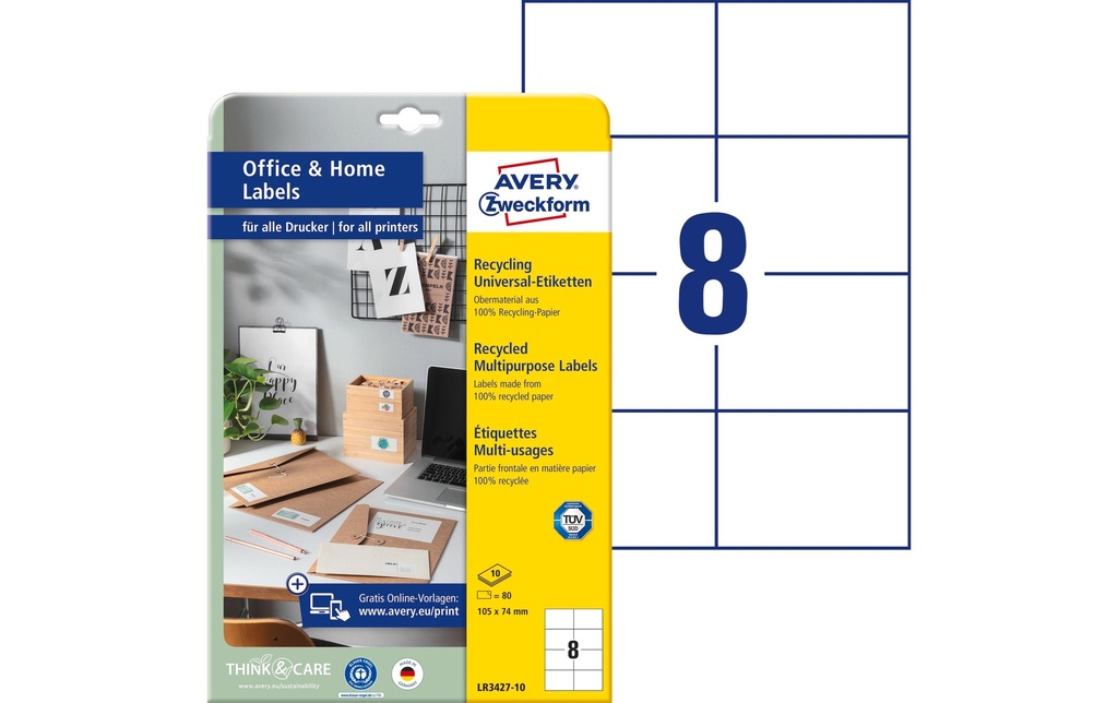 Avery Zweckform Étiquettes universelles LR3427 105 x 74 mm, 10 feuille