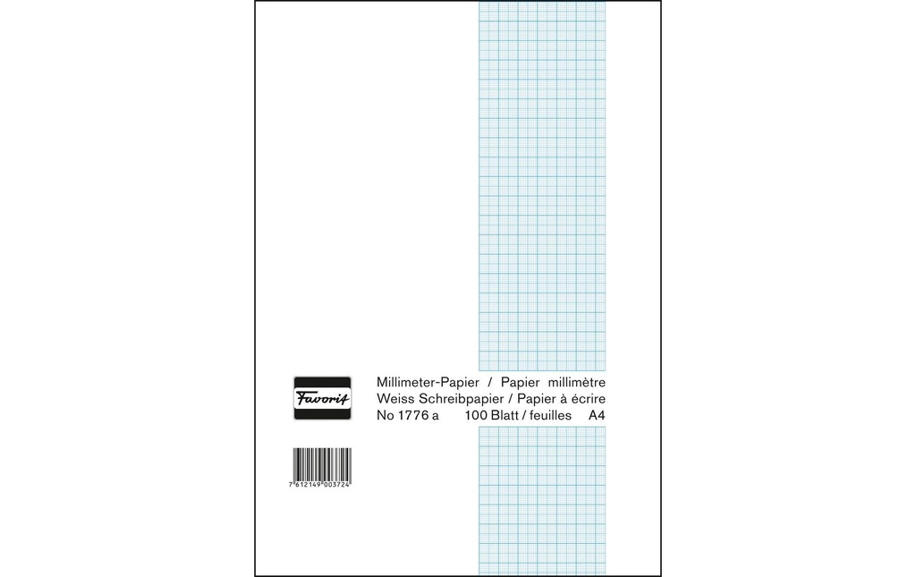 FAVORIT Bloc MM A4 80g 100flls bleu (100 pces)