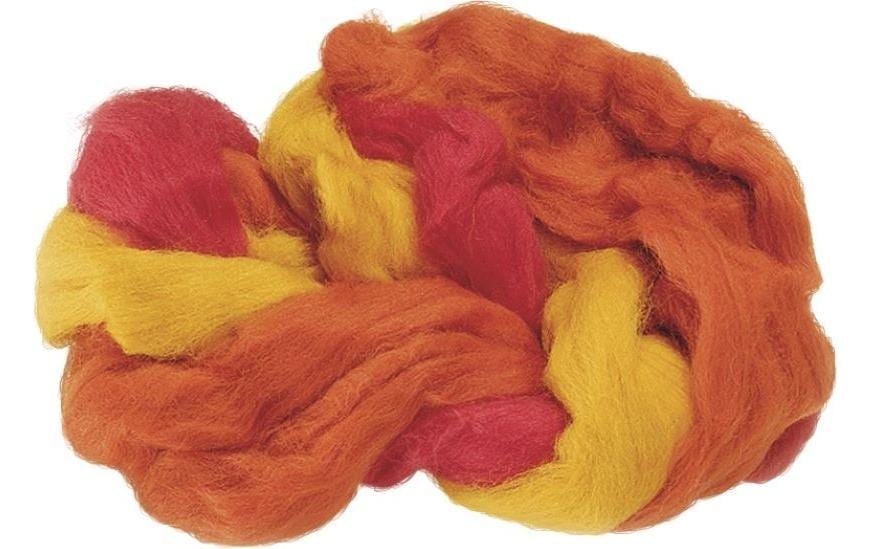 Heyda Laine de feutre Mélange 3 brins 50 g, Jaune/Orange/Rouge
