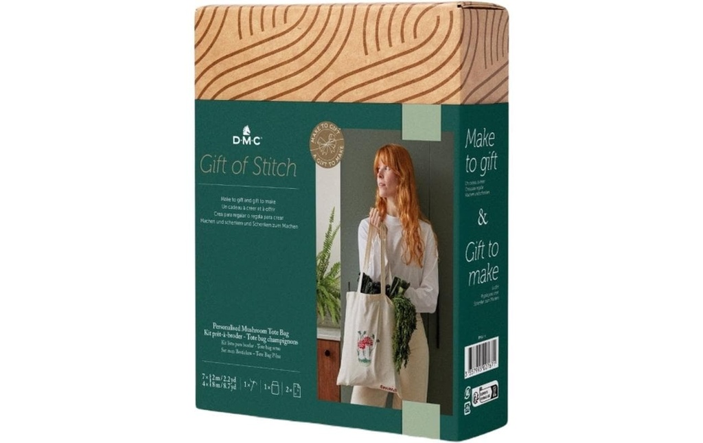 DMC Set de broderie Gift of Stich Sac à provisions Champignon, 35 × 42 cm