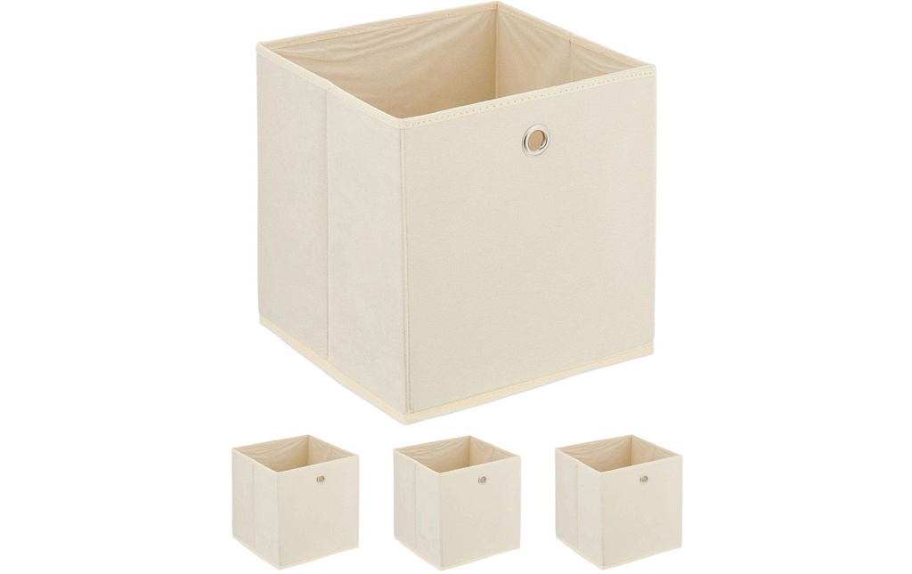 relaxdays Boîte de rangement, lot de 4 Crème